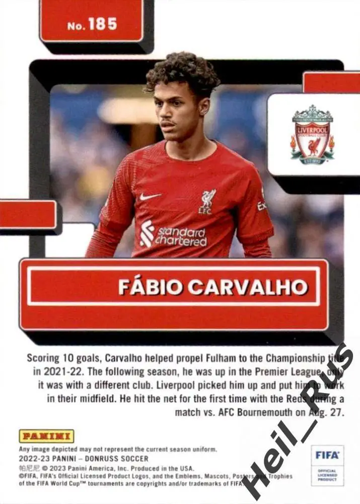 Футбол. Карточка Fabio Carvalho/Фабиу Карвалью Ливерпуль, Фулхэм Panini 2022/23 1