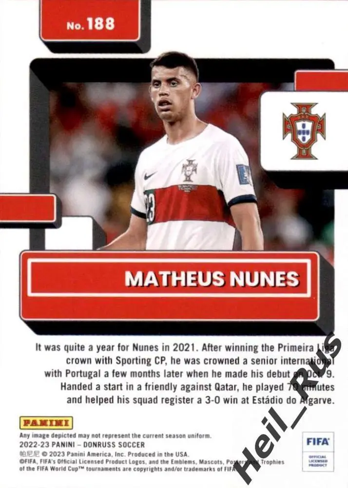 Футбол; Карточка Matheus Nunes/Матеус Нунес (Португалия, Манчестер Сити) Panini 1