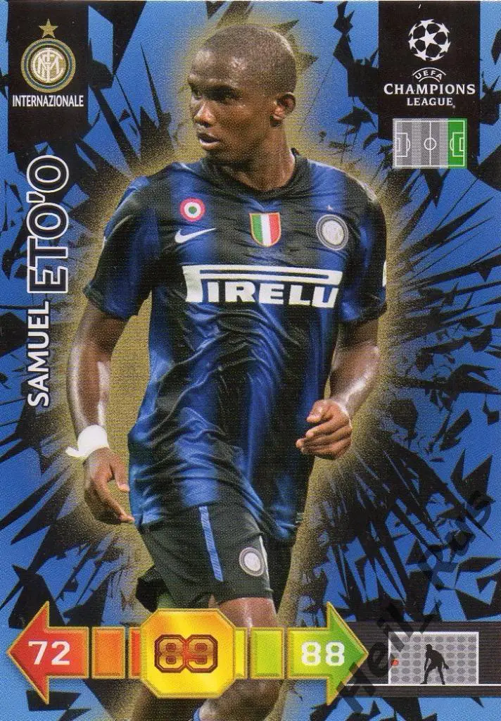 Футбол. Карточка Самюэль Это’о Интер/Анжи/Барселона/Челси Лига Чемпионов 2010-11