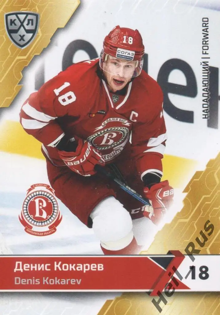Хоккей. Карточка Денис Кокарев (Витязь Московская область, Подольск) КХЛ 2018/19
