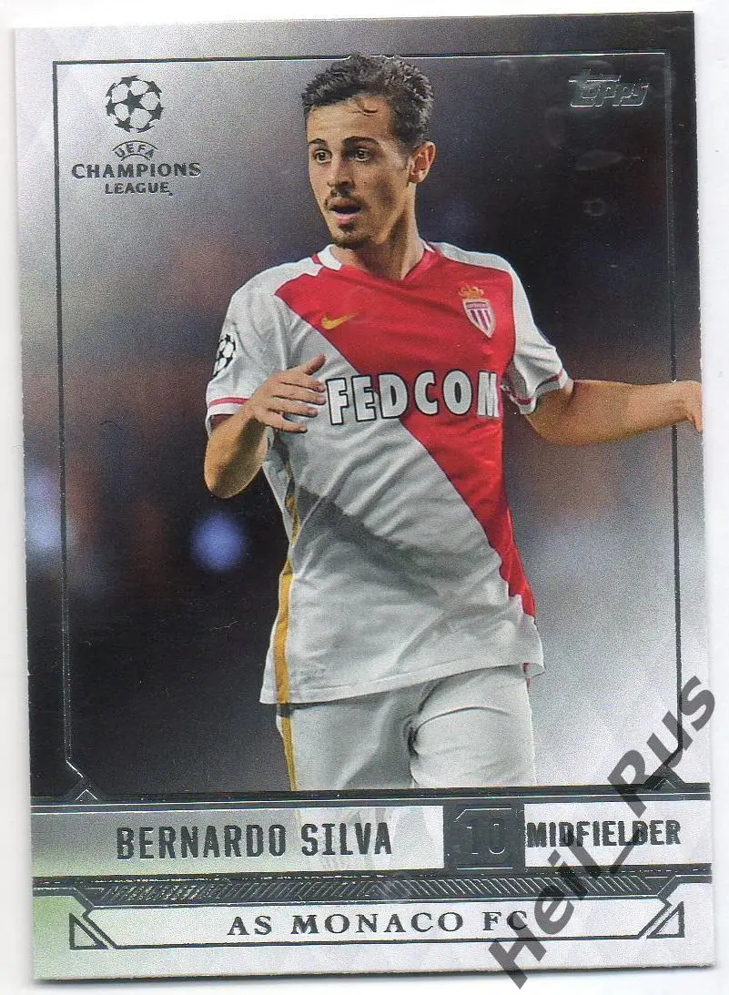 Футбол. Карточка Бернарду Силва (Монако, Манчестер Сити) Лига Чемпионов 2016/17