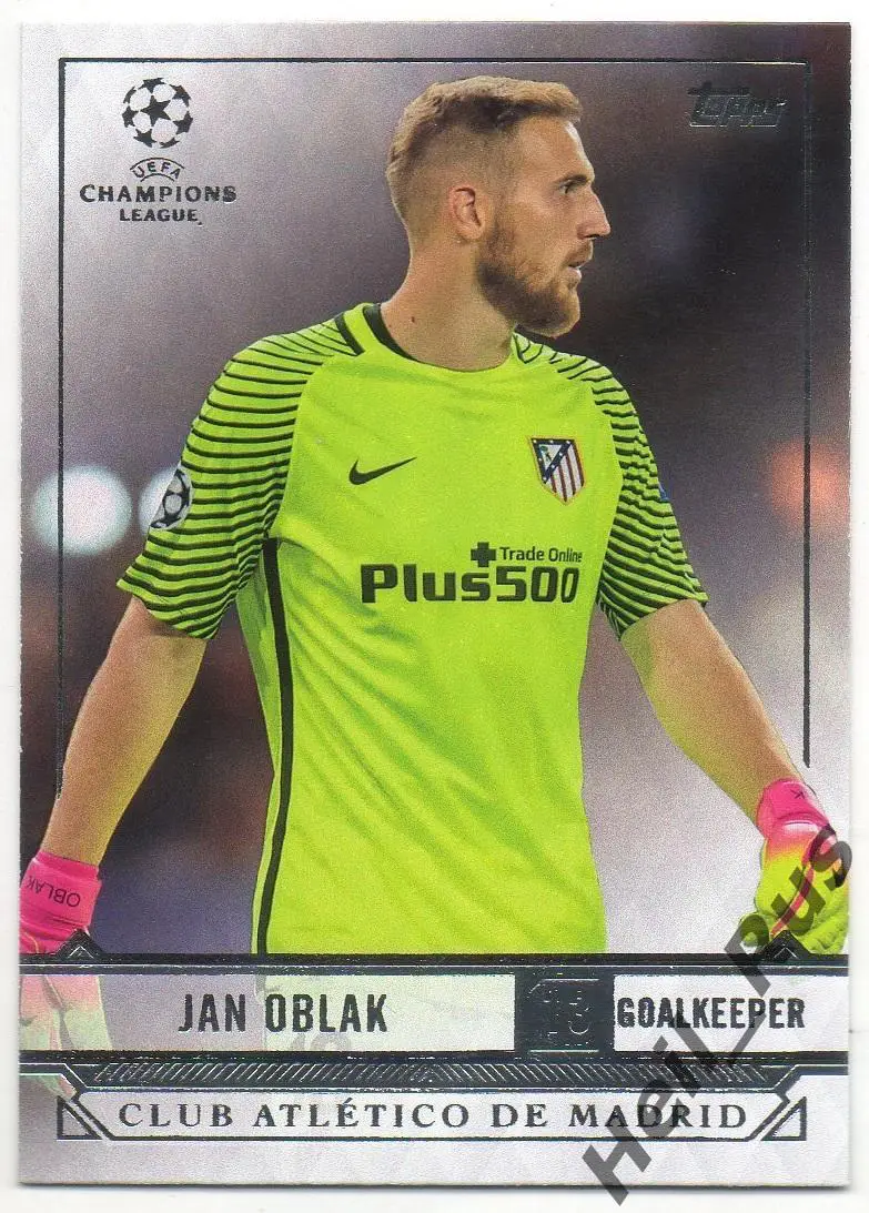 Футбол. Карточка Jan Oblak/Ян Облак Атлетико Мадрид Лига Чемпионов 2016/17 TOPPS