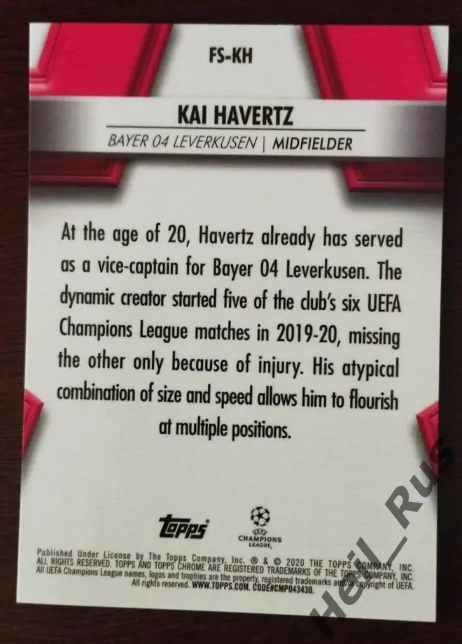 Футбол. Карточка Кай Хаверц Байер 04, Челси/Арсенал Лига Чемпионов 2019/20 TOPPS 1