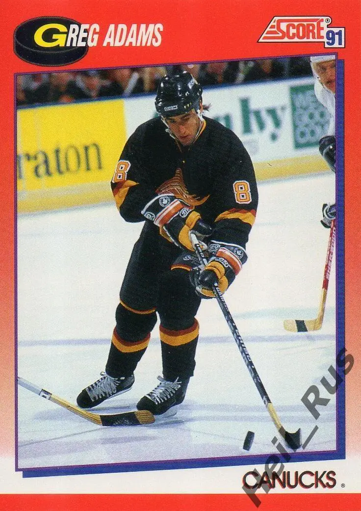 Хоккей Карточка Greg Adams/Грег Адамс Vancouver Canucks/Ванкувер Кэнакс, НХЛ/NHL