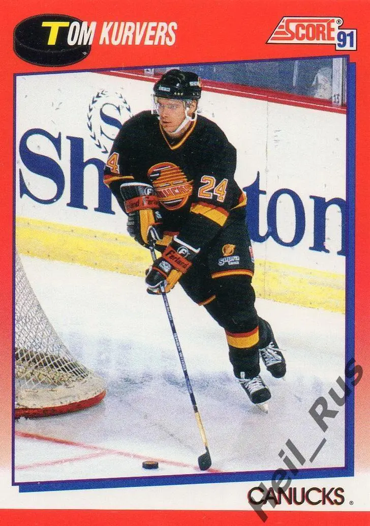 Хоккей. Карточка Tom Kurvers/Том Керверс (Vancouver Canucks/Ванкувер) НХЛ/NHL