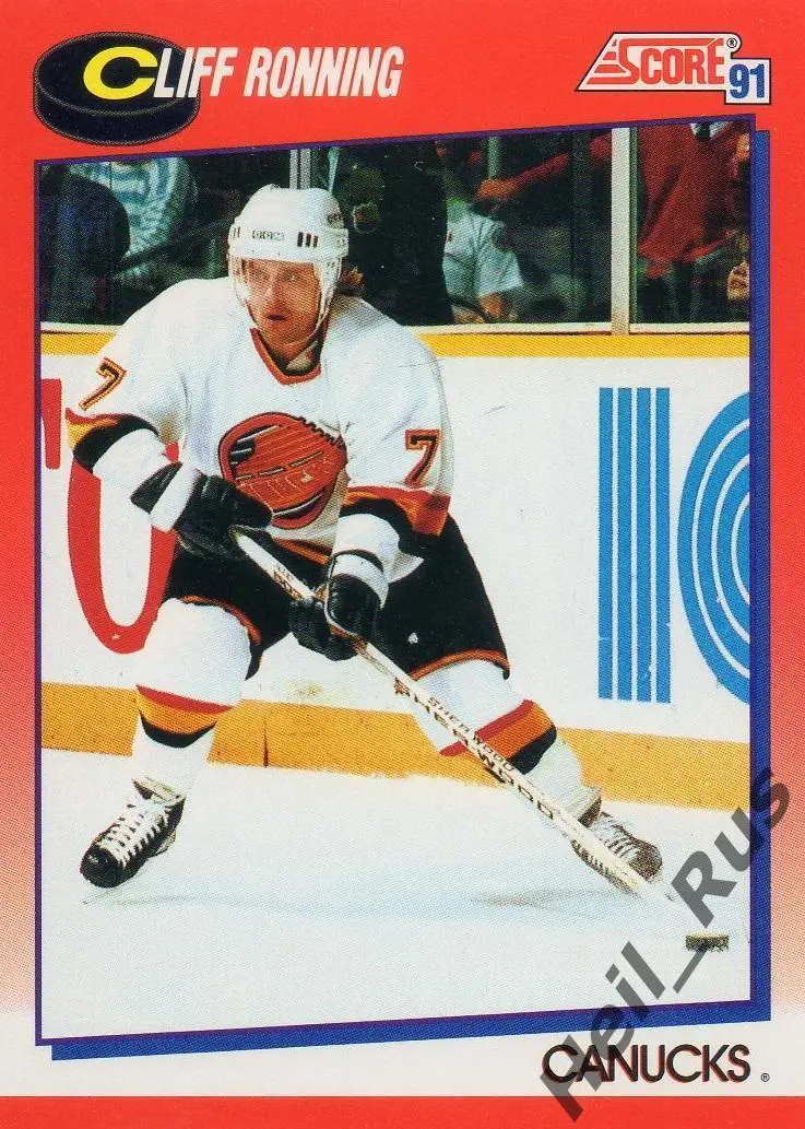 Хоккей; Карточка Cliff Ronning/Клифф Роннинг Vancouver Canucks/Ванкувер НХЛ/NHL