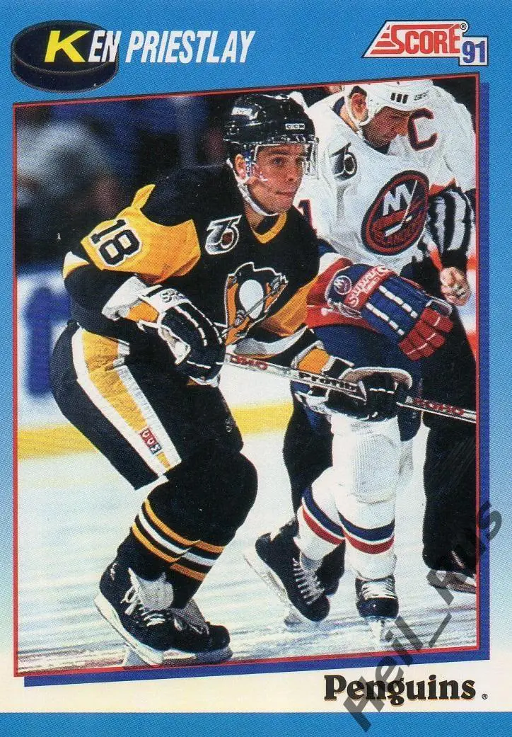 Хоккей Карточка Ken Priestlay/Кен Пристлэй Pittsburgh Penguins/Питтсбург НХЛ/NHL