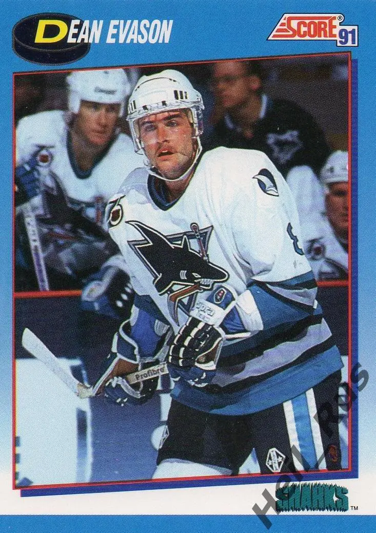 Хоккей; Карточка Dean Evason/Дин Эвасон (San Jose Sharks/Сан-Хосе Шаркс) НХЛ/NHL