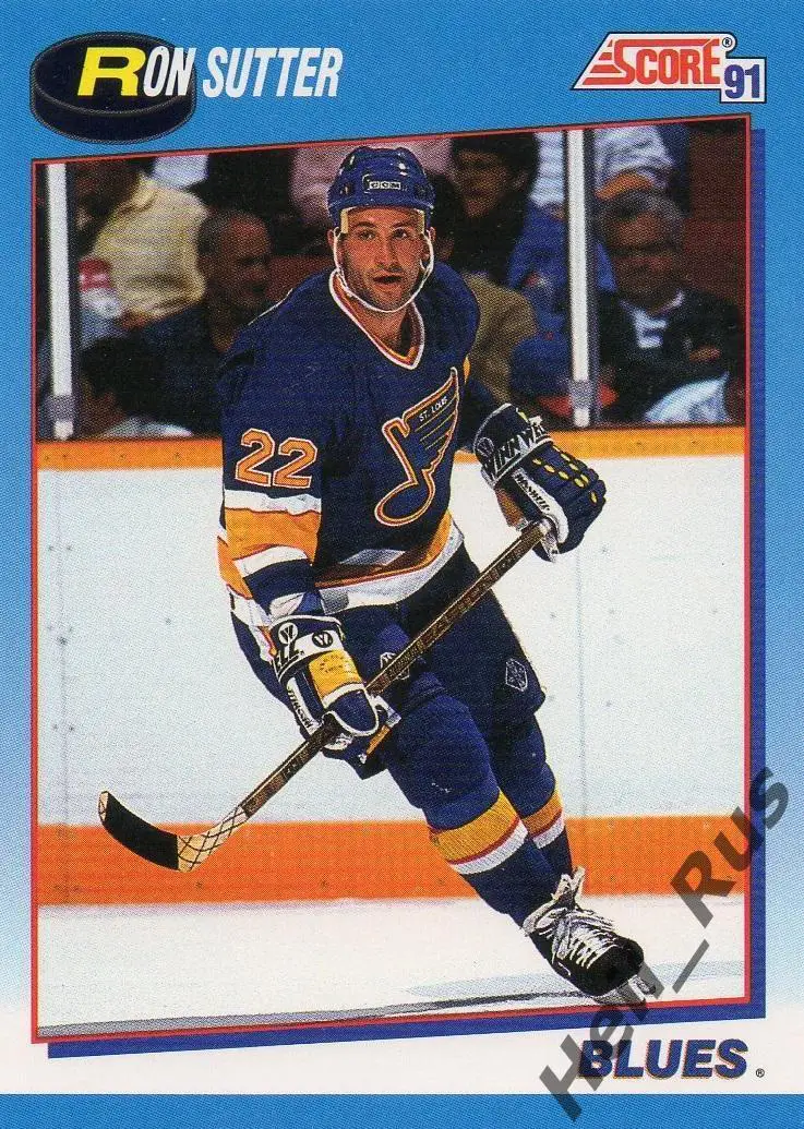Хоккей; Карточка Ron Sutter/Рон Саттер (St. Louis Blues/Сент-Луис Блюз) НХЛ/NHL