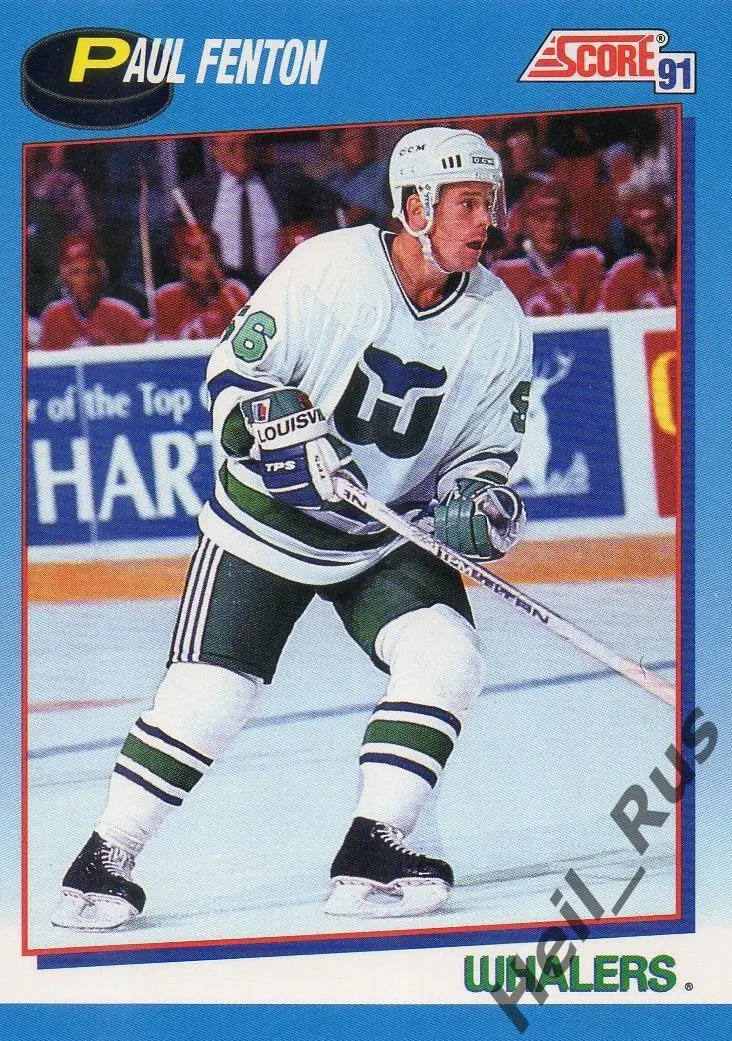 Хоккей Карточка Paul Fenton/Пол Фентон Hartford Whalers/Хартфорд Уэйлерс НХЛ/NHL