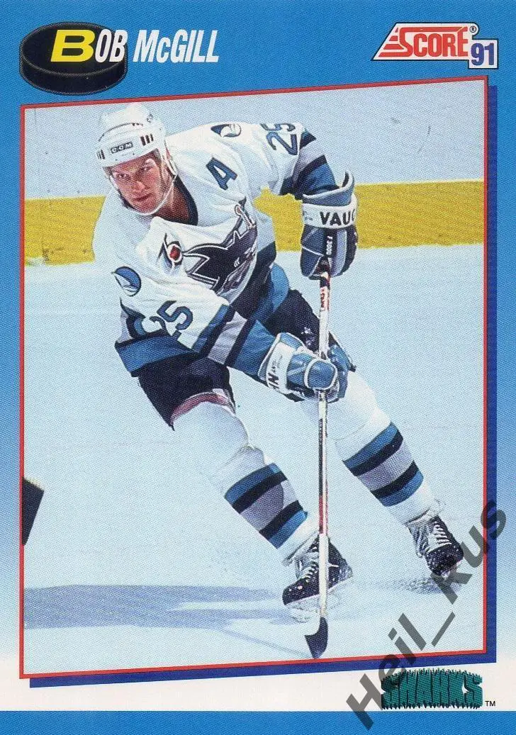 Хоккей. Карточка Bob McGill/Боб Макгилл (San Jose Sharks/Сан-Хосе Шаркс) НХЛ/NHL
