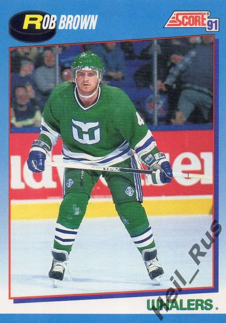 Хоккей. Карточка Rob Brown/Роб Браун (Hartford Whalers/Хартфорд Уэйлерс) НХЛ/NHL