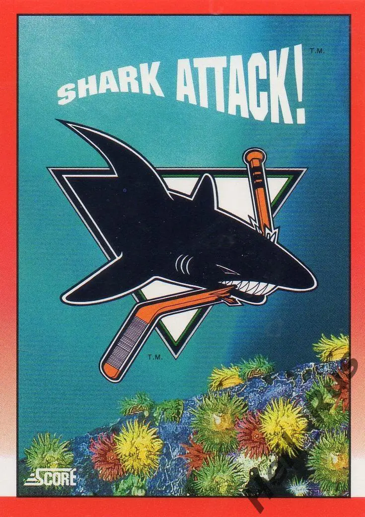 Хоккей. Карточка Shark Attack (San Jose Sharks/Сан-Хосе Шаркс) НХЛ/NHL 1991/1992