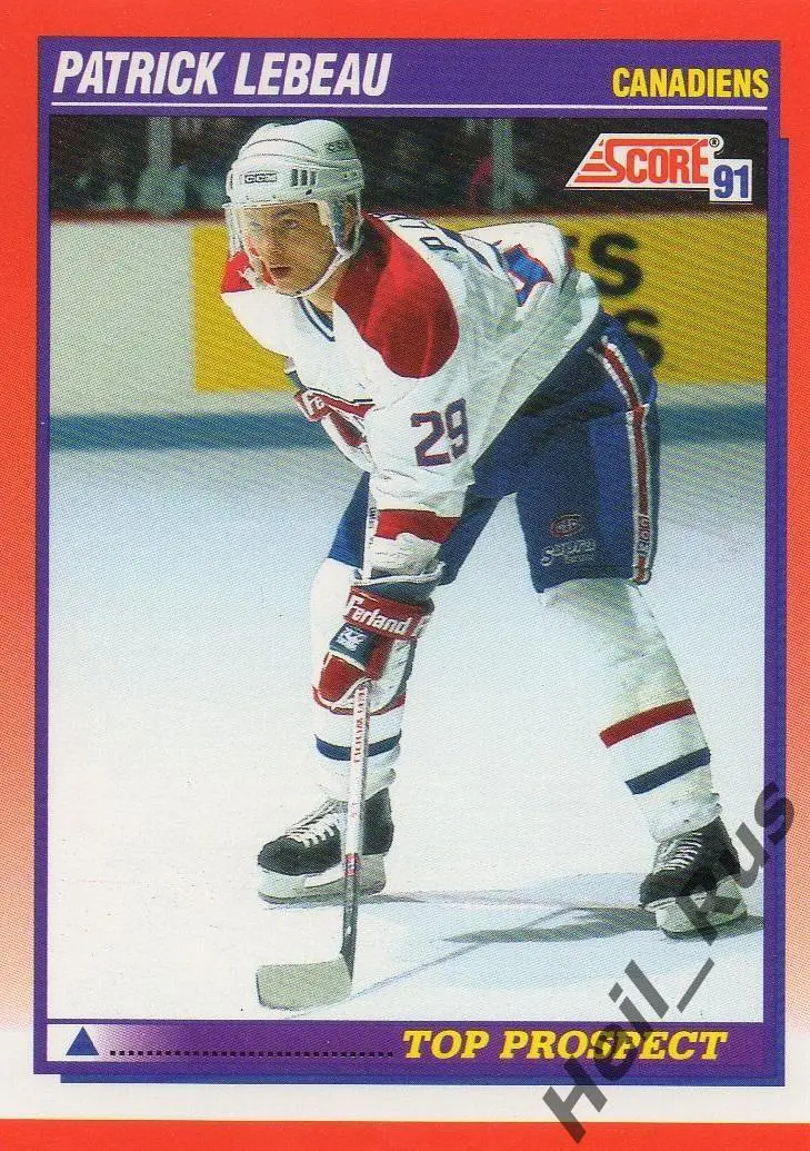 Хоккей. Карточка Patrick Lebeau/Патрик Лебо Montreal Canadiens/Монреаль НХЛ/NHL