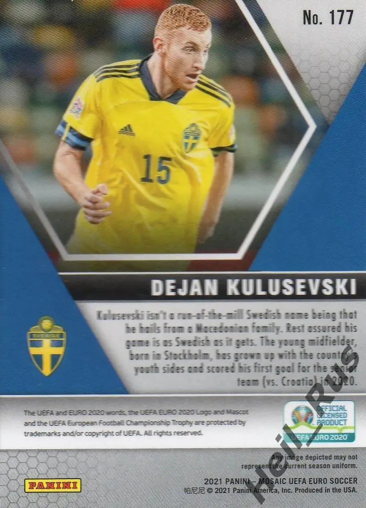 Футбол Карточка Деян Кулушевски Швеция, Тоттенхэм Хотспур/Ювентус Евро/Euro 2020 1