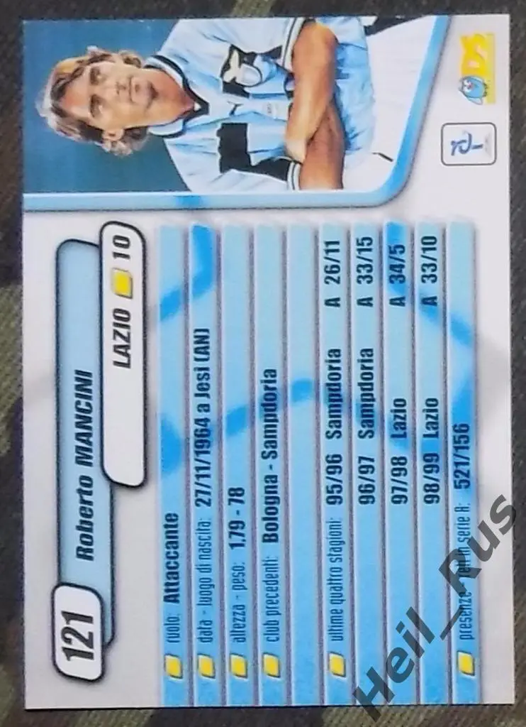 Футбол. Карточка Roberto Mancini/Роберто Манчини (Лацио, Зенит Санкт-Петербург) 1