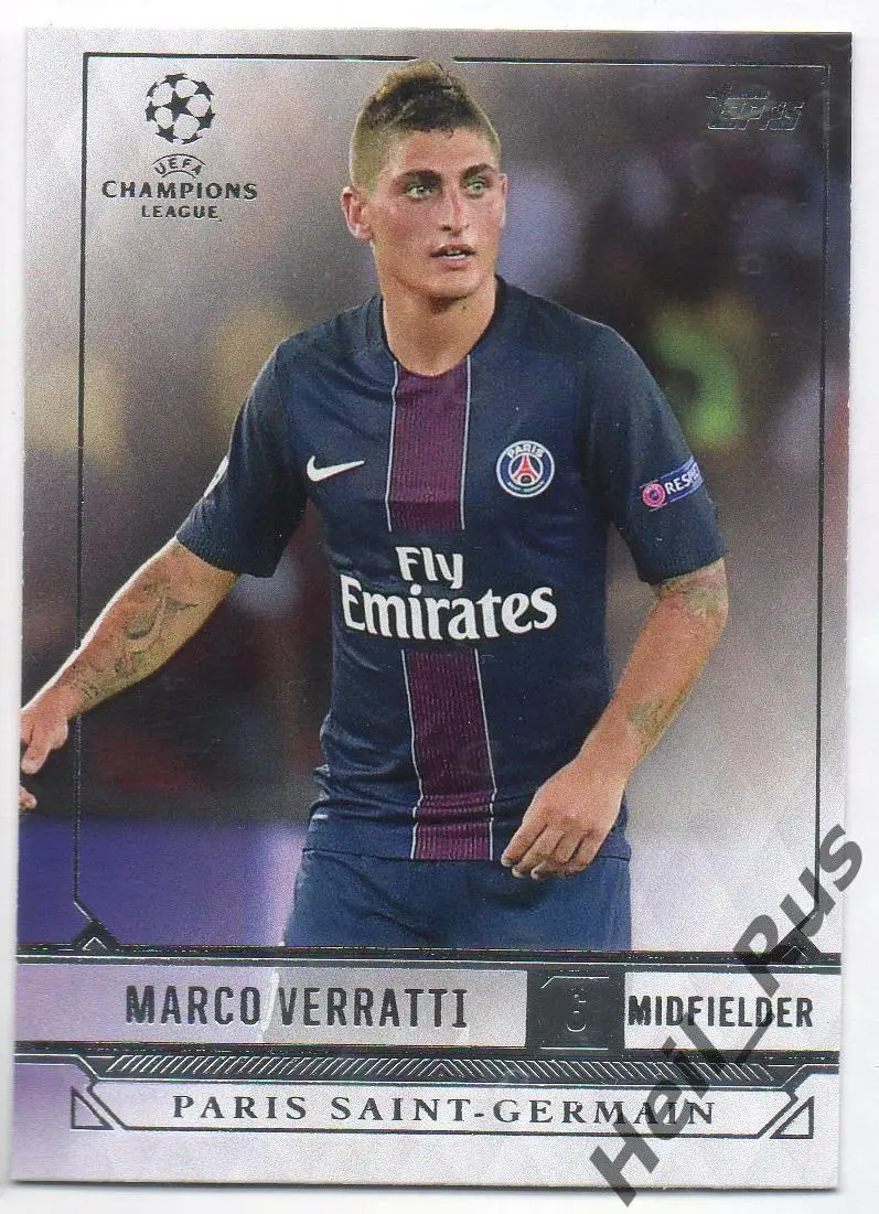 Футбол. Карточка Марко Верратти Пари Сен-Жермен/ПСЖ Лига Чемпионов 2016/17 TOPPS