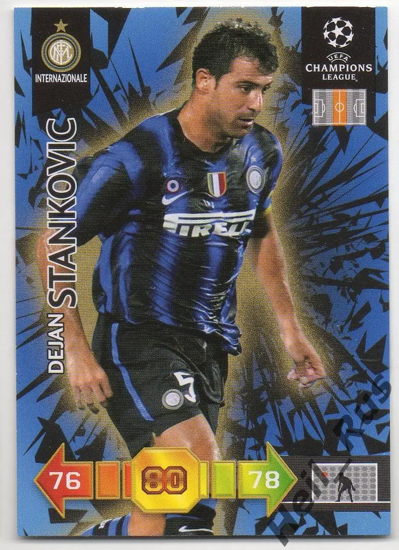 Футбол Карточка Деян Станкович Интер/Лацио/Спартак Москва Лига Чемпионов 2010-11