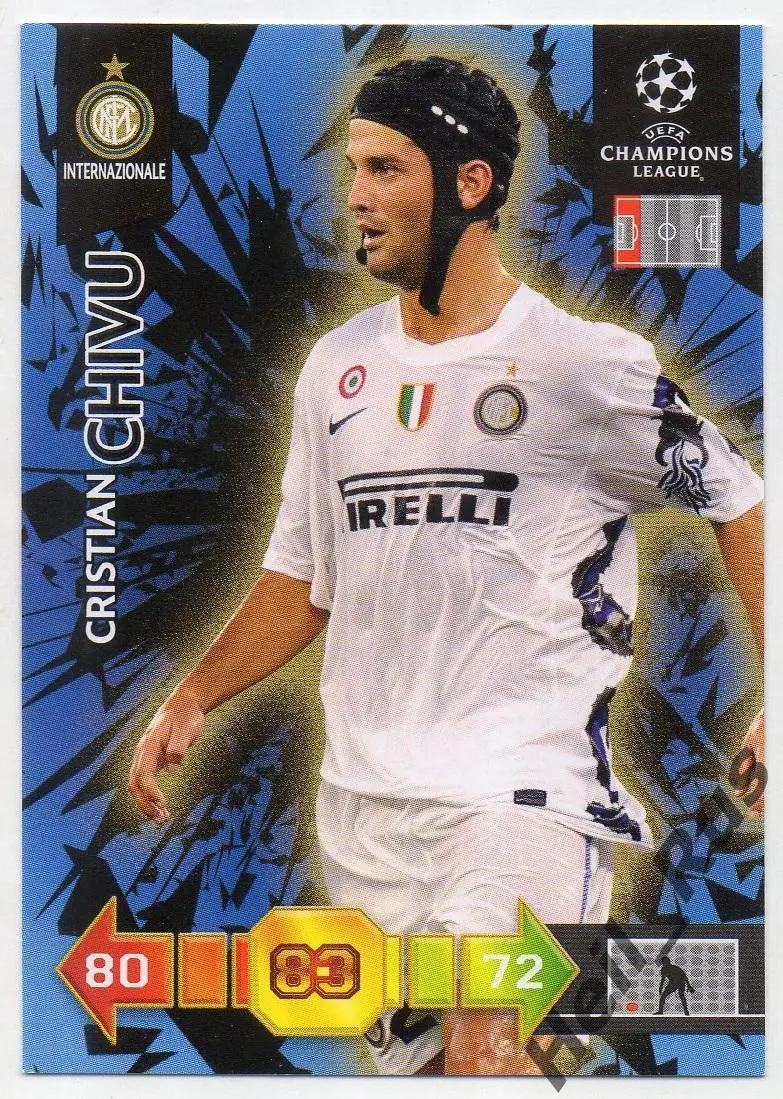 Футбол. Карточка Cristian Chivu/Кристиан Киву Интер, Рома Лига Чемпионов 2010-11