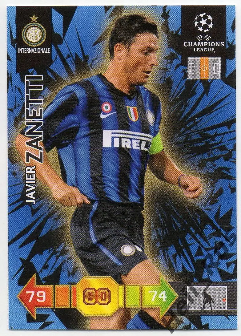 Футбол. Карточка Javier Zanetti/Хавьер Дзанетти (Интер) Лига Чемпионов 2010-11