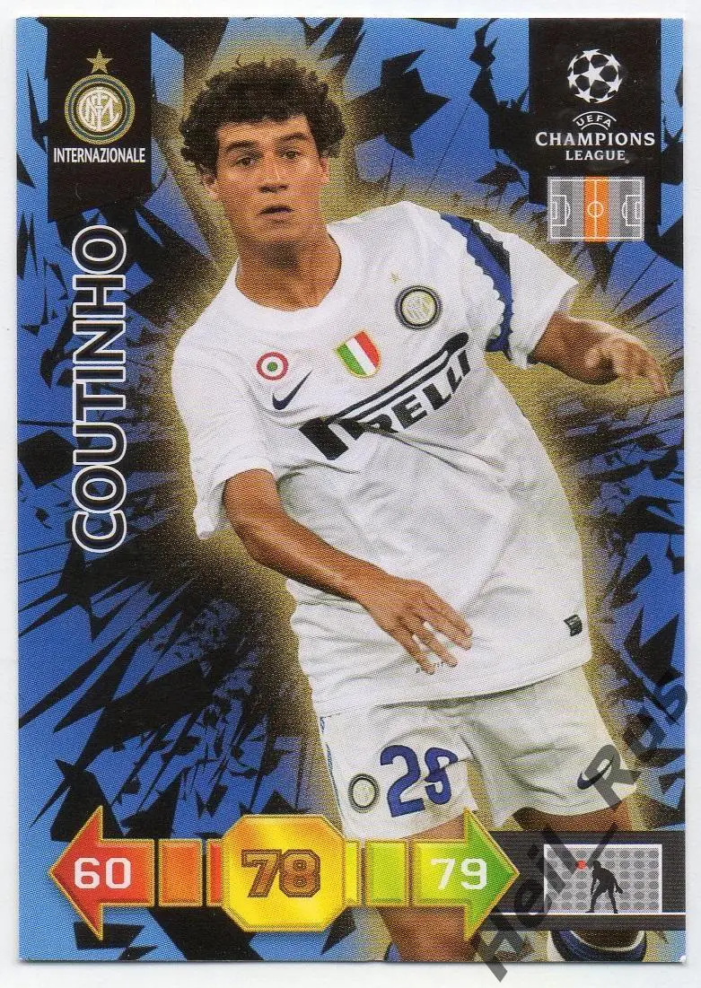 Карточка Филипе Коутиньо Интер, Ливерпуль, Бавария Лига Чемпионов 2010/11 Panini