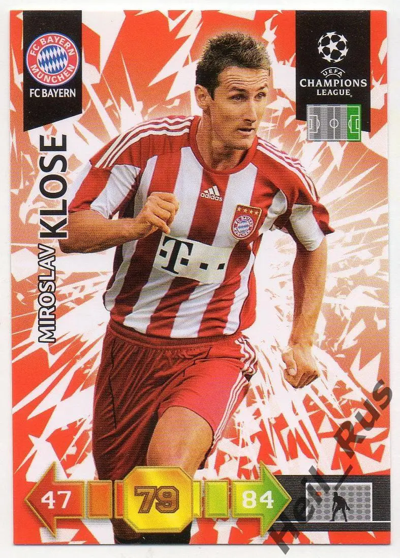 Футбол. Карточка Мирослав Клозе (Бавария Мюнхен, Лацио) Лига Чемпионов 2010-11