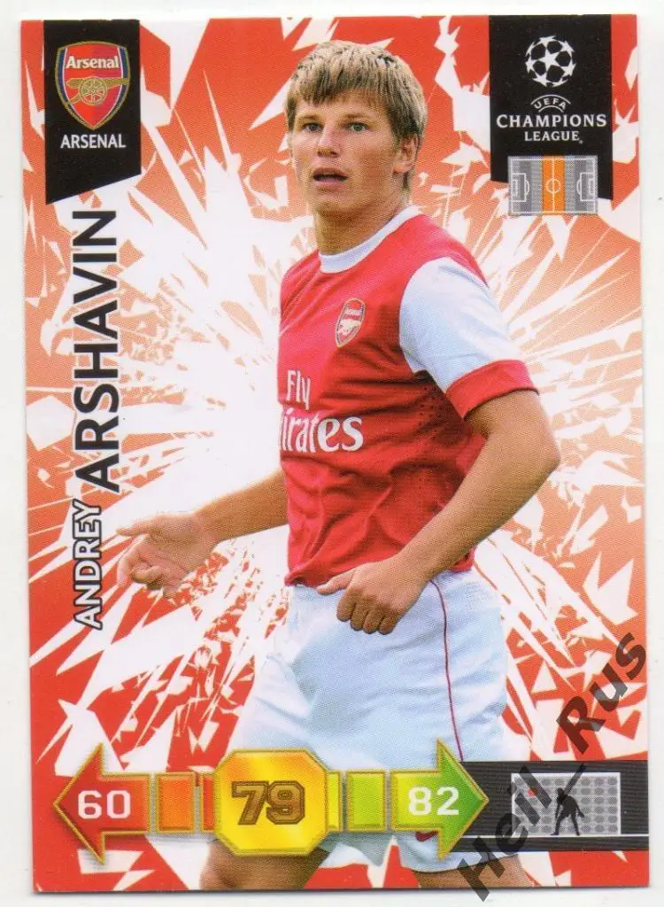 Футбол. Карточка Андрей Аршавин (Арсенал, Зенит, Кубань) Лига Чемпионов 2010-11