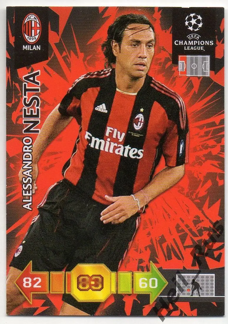 Футбол. Карточка Алессандро Неста (Милан, Лацио) Лига Чемпионов 2010-11 Panini