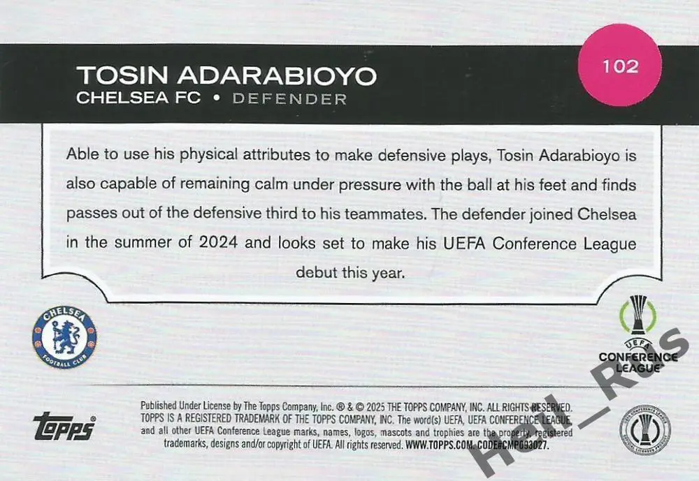 Карточка Tosin Adarabioyo/Тосин Адарабиойо Челси/Фулхэм Лига Конференций 2024-25 1