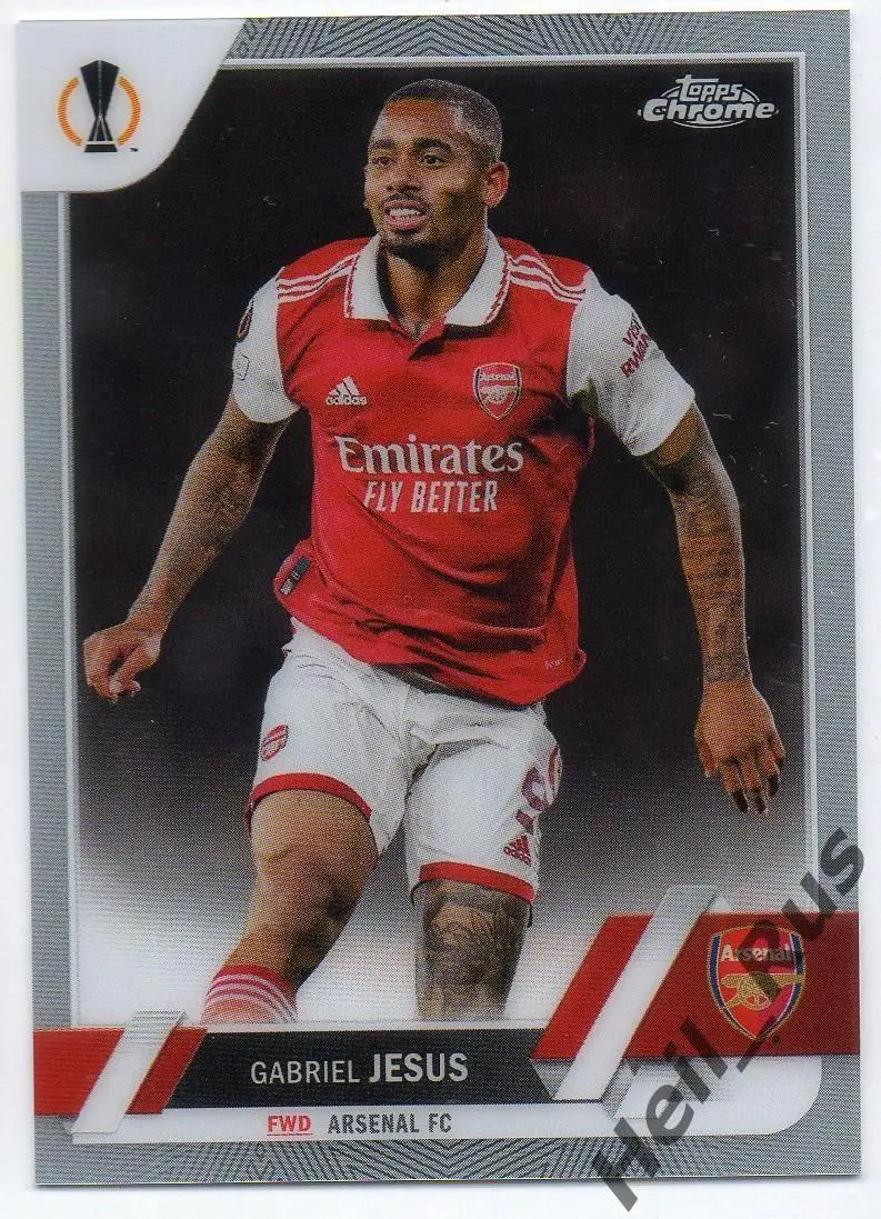Футбол. Карточка Габриэл Жезус Арсенал, Манчестер Сити Лига Европы 2022-23 TOPPS