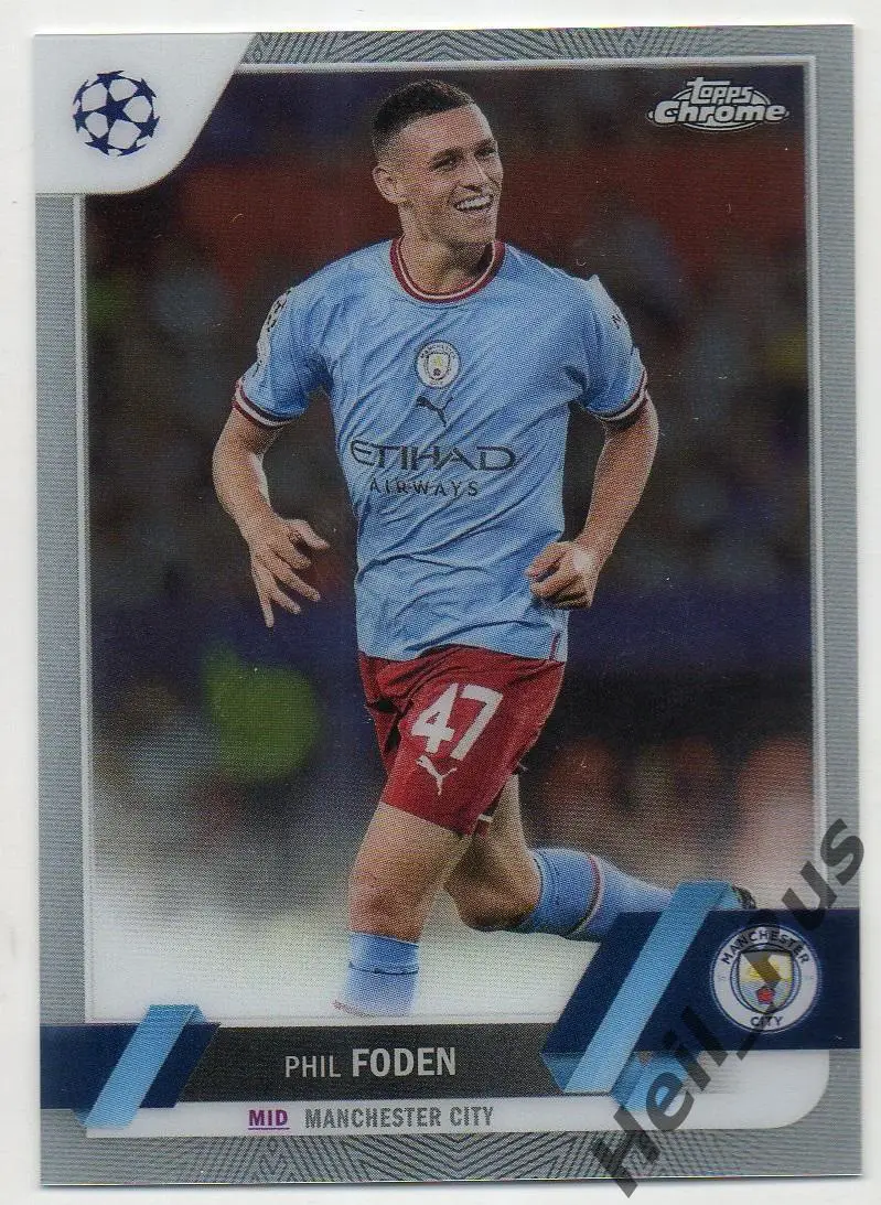 Футбол Карточка Phil Foden/Фил Фоден Манчестер Сити Лига Чемпионов 2022/23 TOPPS