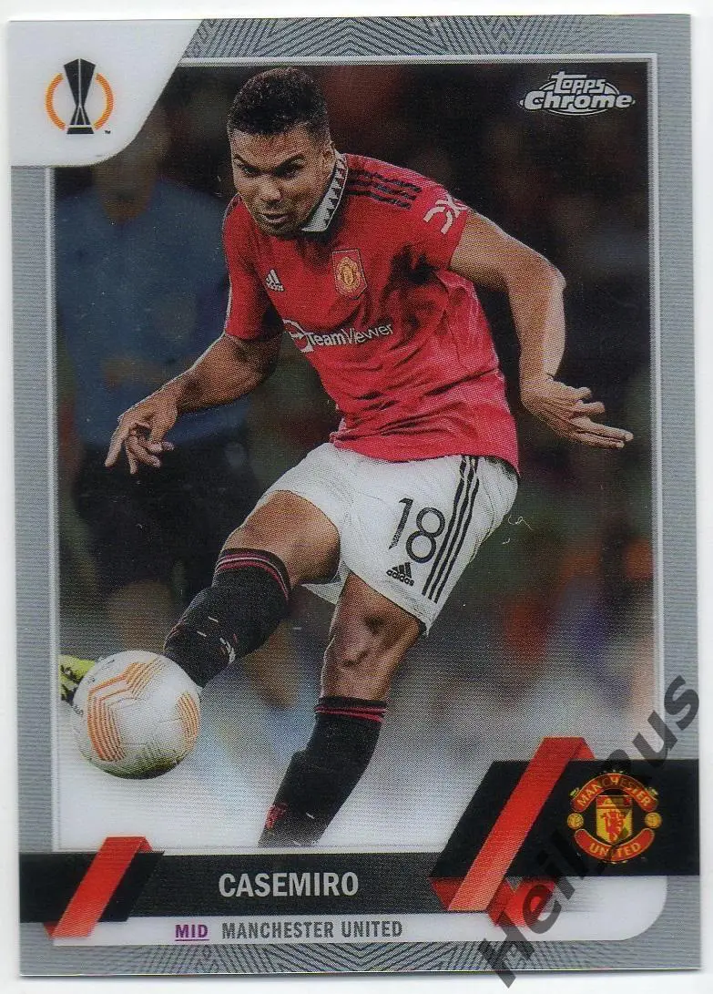 Футбол. Карточка Каземиро (Манчестер Юнайтед, Реал Мадрид) Лига Европы 2022-23