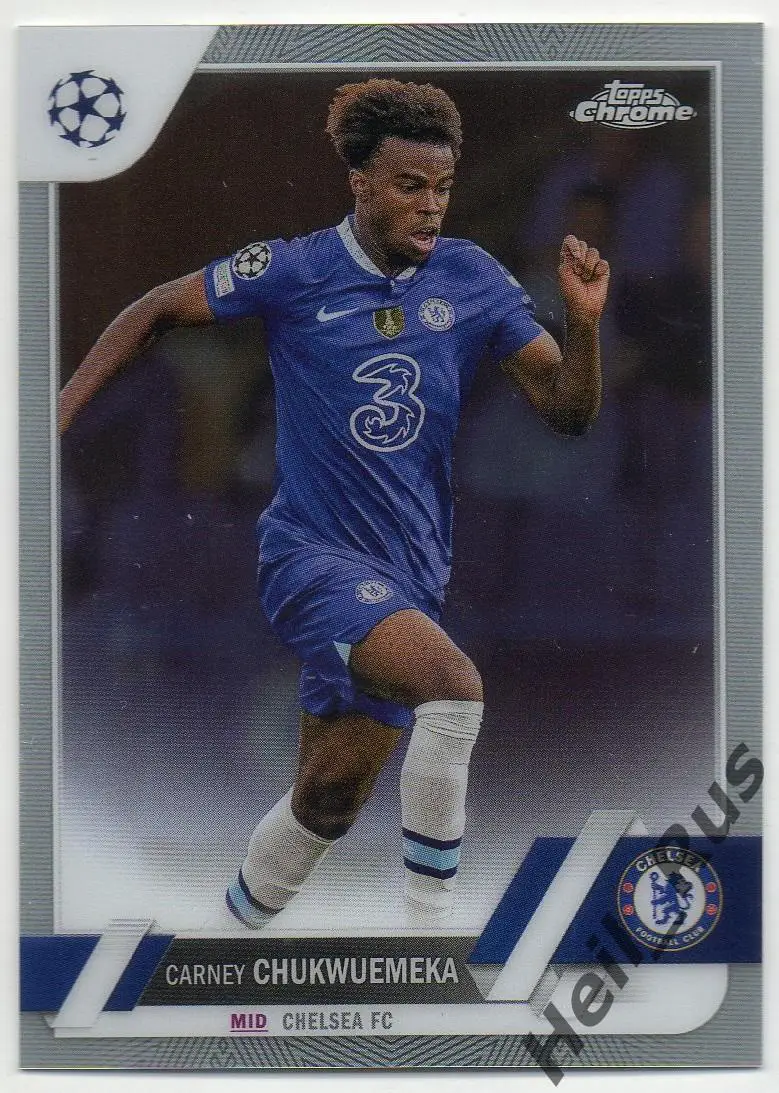 Футбол Карточка Карни Чуквуэмека Челси, Астон Вилла Лига Чемпионов 2022-23 TOPPS