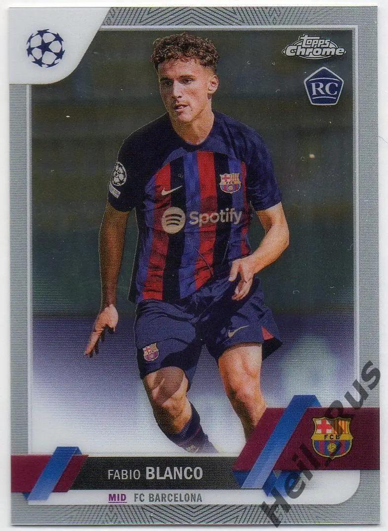 Футбол Карточка Fabio Blanco/Фабио Бланко Барселона Лига Чемпионов 2022-23 TOPPS