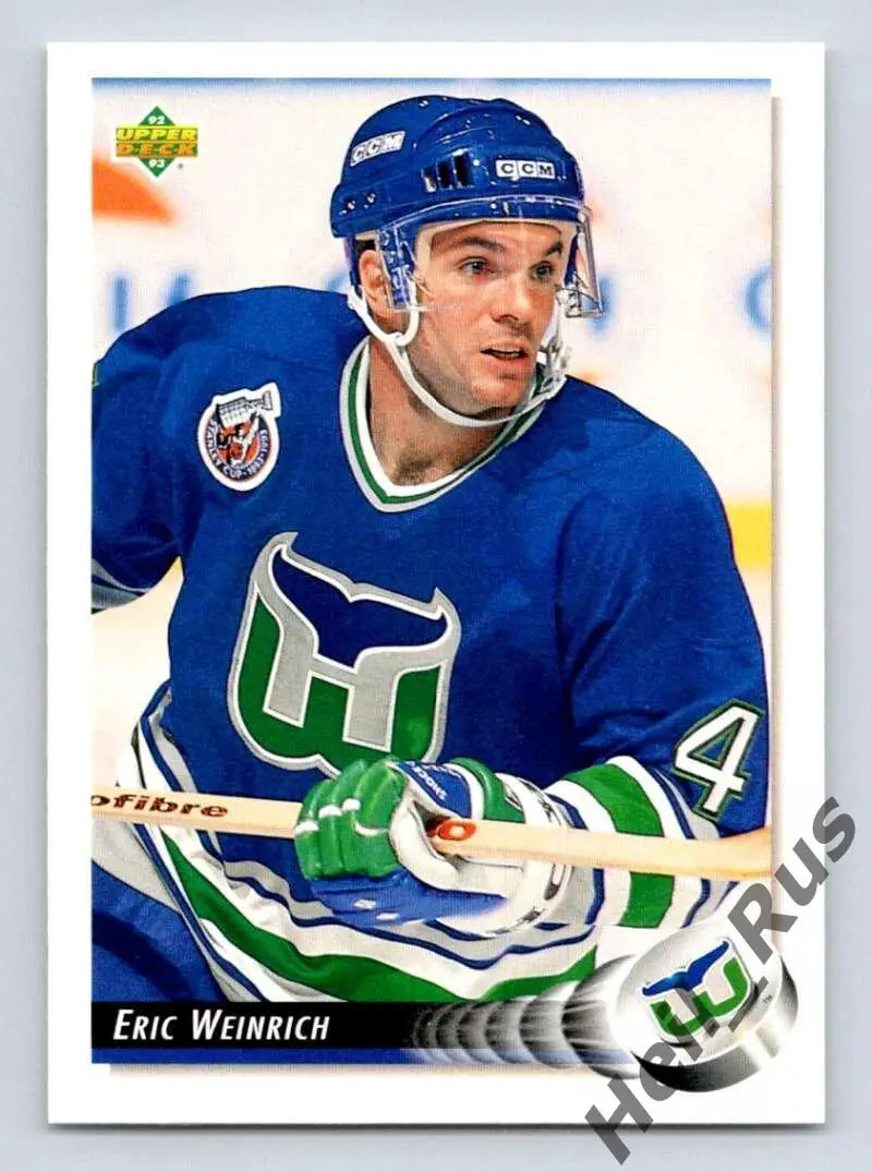 Хоккей. Карточка Eric Weinrich/Эрик Вайнрих (Hartford Whalers/Хартфорд) НХЛ/NHL