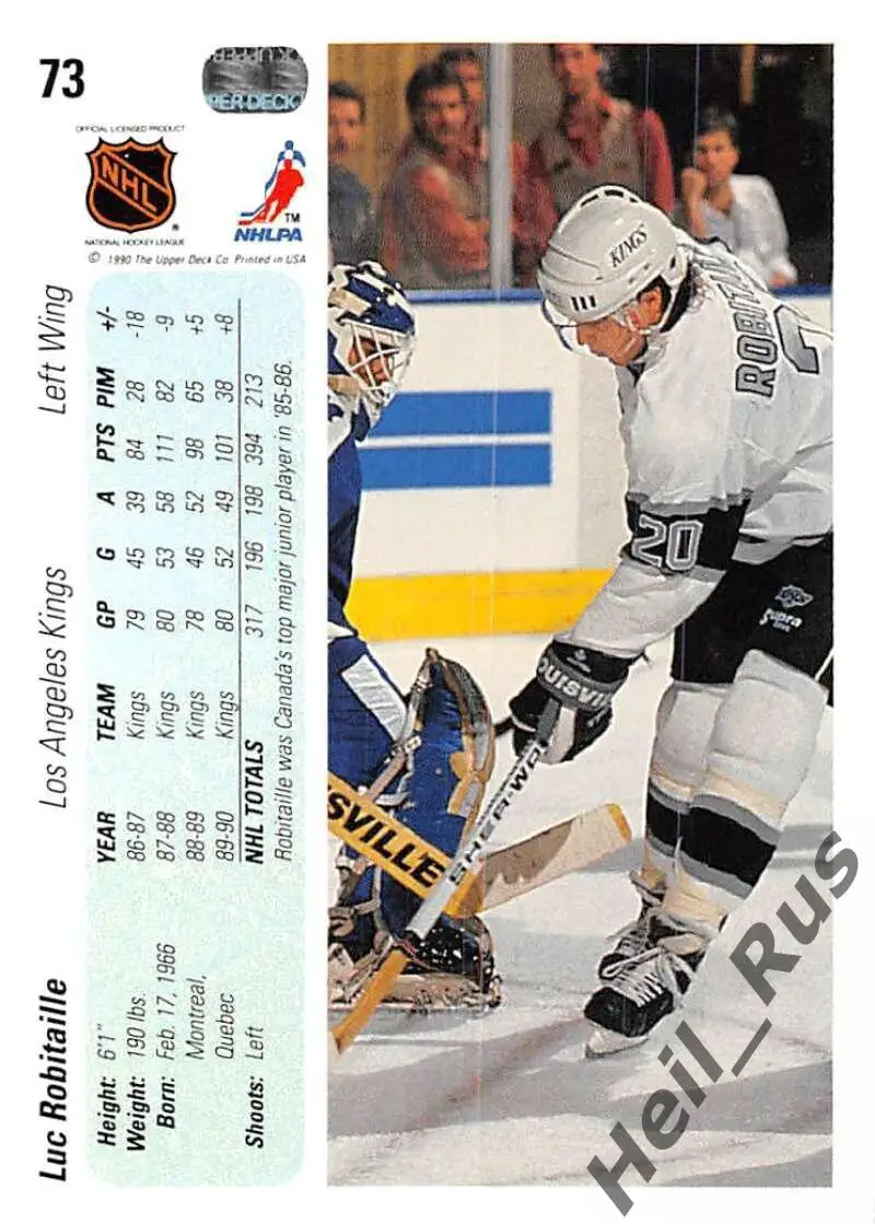 Карточка Luc Robitaille/Люк Робитайл (Los Angeles Kings / Лос-Анджелес) НХЛ/NHL 1
