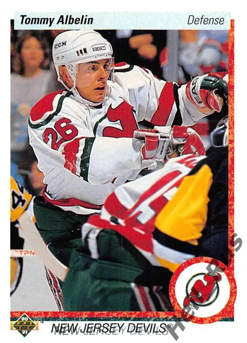 Хоккей; Карточка Tommy Albelin/Томми Альбелин (New Jersey Devils/Девилз) НХЛ/NHL