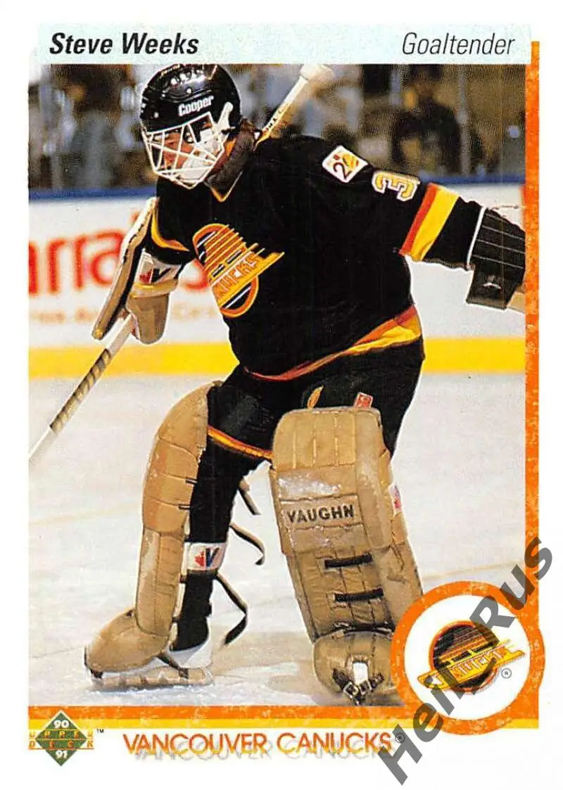 Хоккей. Карточка Steve Weeks/Стив Уикс Vancouver Canucks/Ванкувер Кэнакс НХЛ/NHL