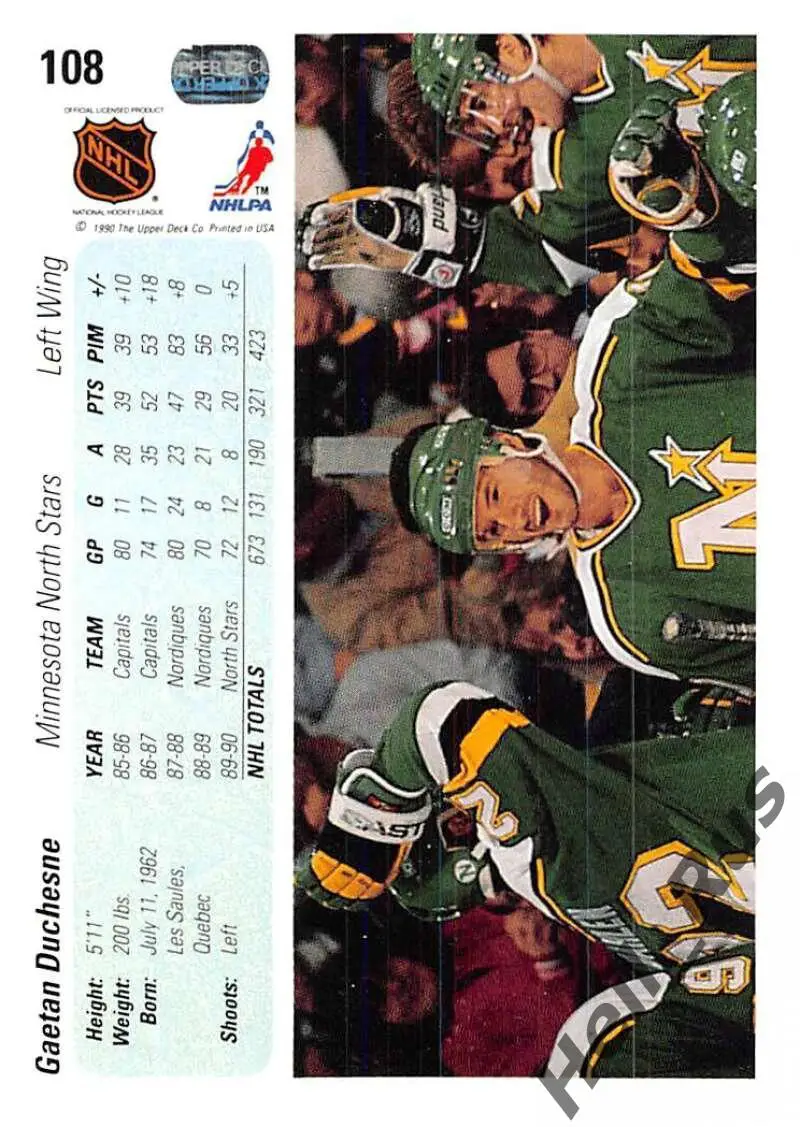 Карточка Gaetan Duchesne/Гаэтан Дюшен (Minnesota North Stars/Миннесота) NHL/НХЛ 1