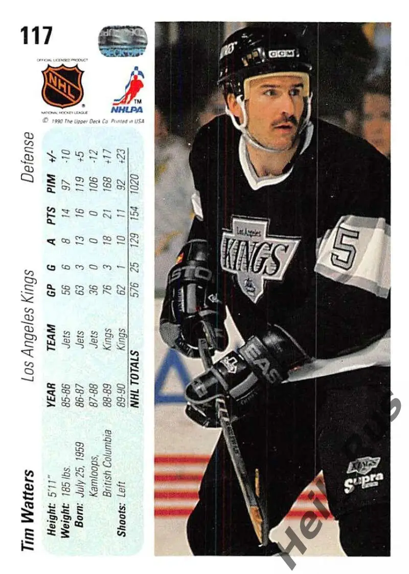 Карточка Tim Watters/Тим Уоттерс (Los Angeles Kings/Лос-Анджелес Кингз) NHL/НХЛ 1