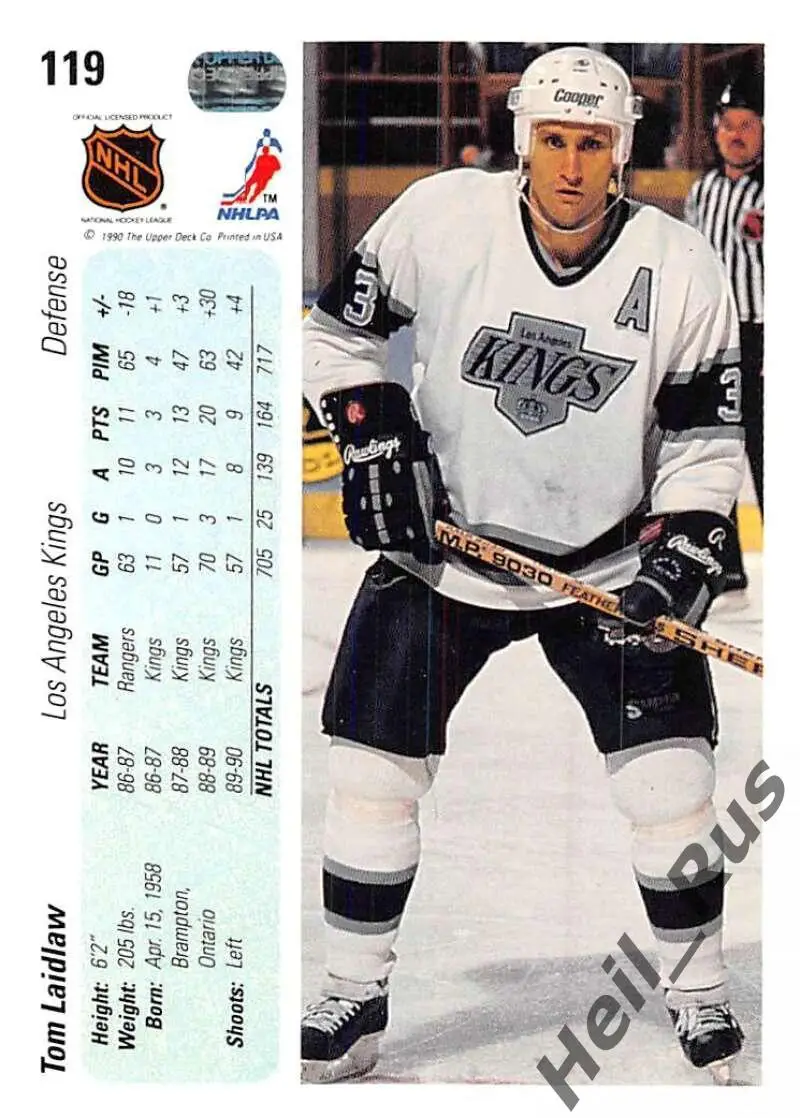 Карточка Tom Laidlaw/Том Лейдлоу (Los Angeles Kings/Лос-Анджелес Кингз) НХЛ/NHL 1