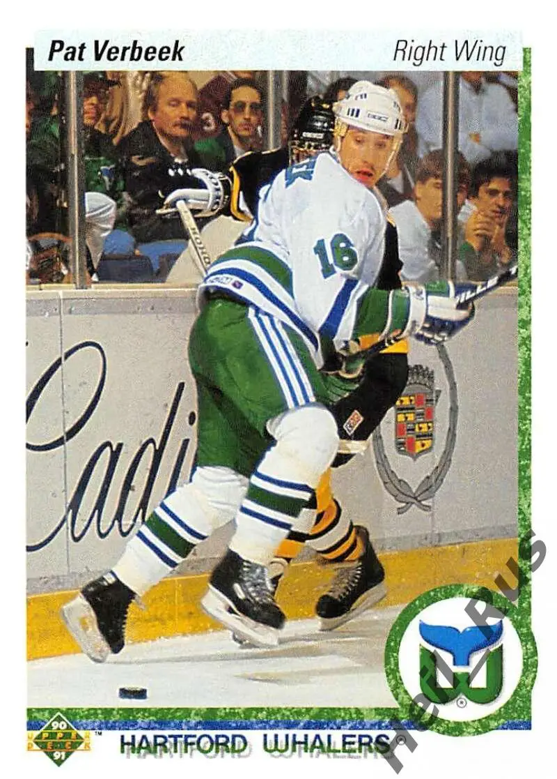 Хоккей. Карточка Pat Verbeek/Пэт Вербик (Hartford Whalers / Хартфорд) НХЛ / NHL