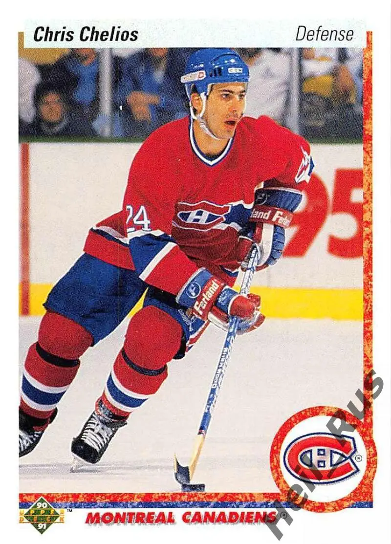 Хоккей. Карточка Chris Chelios/Крис Челиос (Montreal Canadiens/Монреаль) НХЛ/NHL