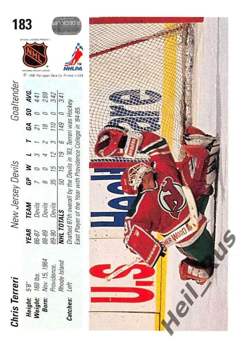 Карточка Chris Terreri/Крис Террери New Jersey Devils/Нью-Джерси Девилз, НХЛ/NHL 1