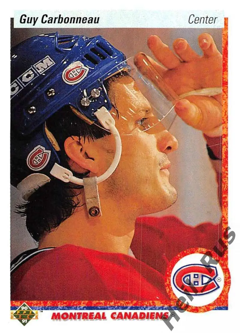 Хоккей; Карточка Guy Carbonneau/Ги Карбонно Montreal Canadiens/Монреаль НХЛ/NHL