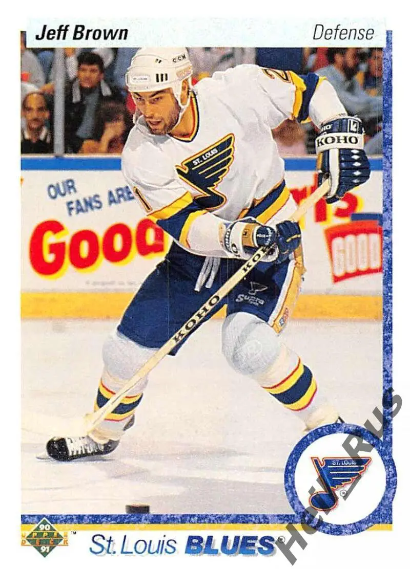 Хоккей. Карточка Jeff Brown/Джефф Браун St. Louis Blues/Сент-Луис Блюз НХЛ/NHL