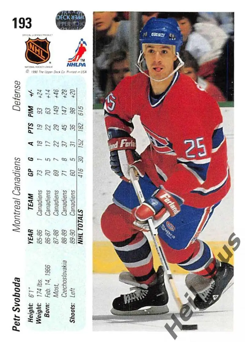 Хоккей Карточка Petr Svoboda/Петр Свобода (Montreal Canadiens/Монреаль) НХЛ/NHL 1