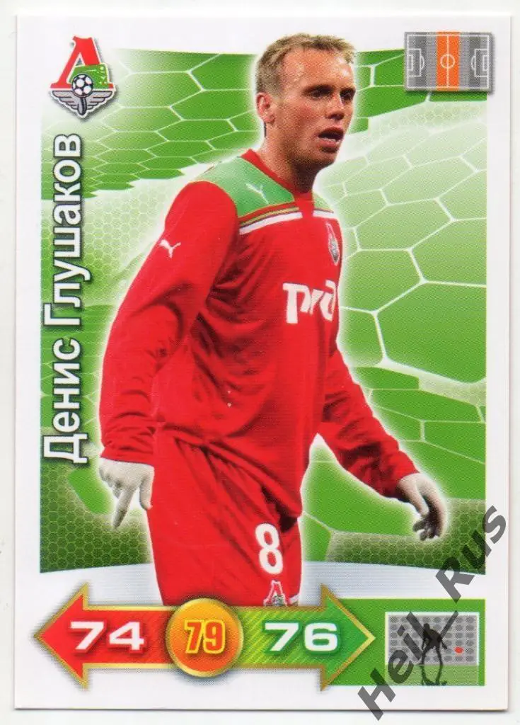 Футбол. Карточка Денис Глушаков (Локомотив Москва, Спартак, Химки) Panini РФПЛ