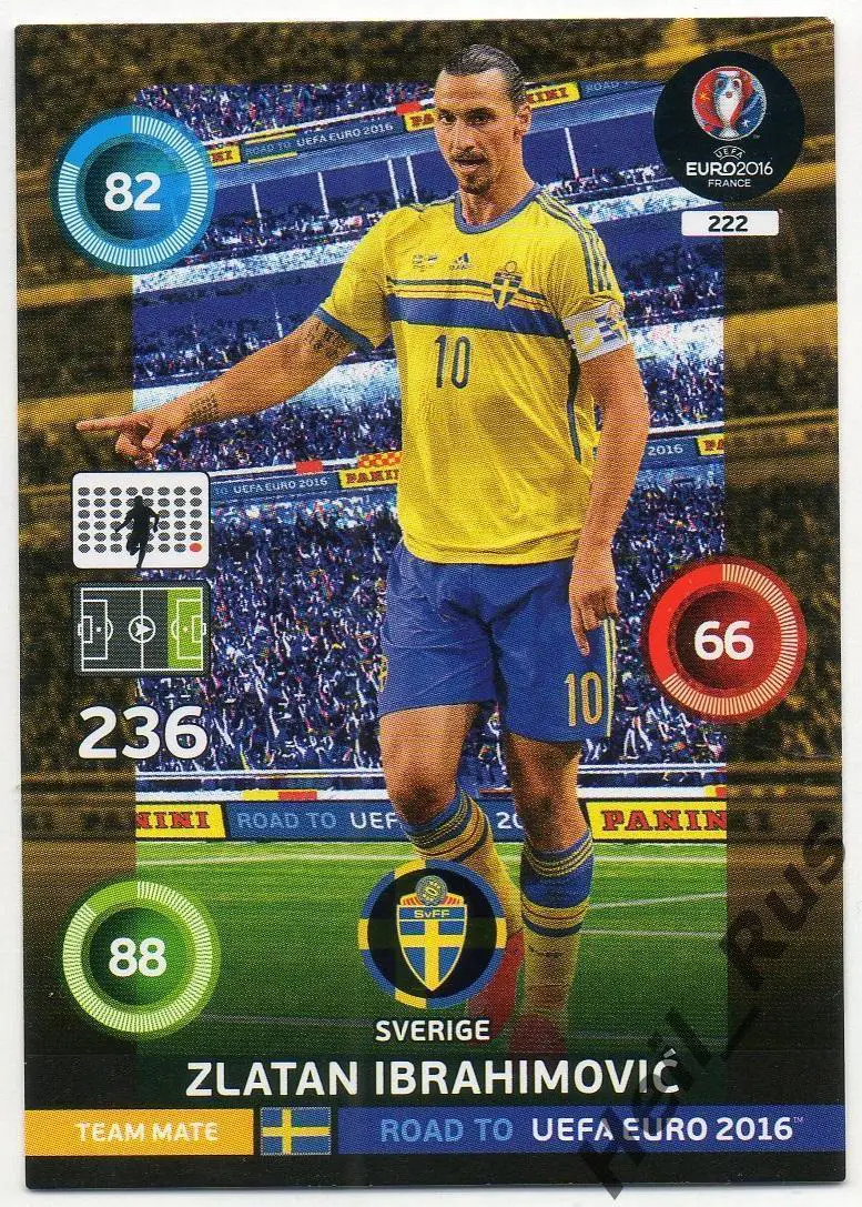 Карточка Златан Ибрагимович Швеция, Ювентус/Интер/Милан/Барселона Euro/Евро 2016