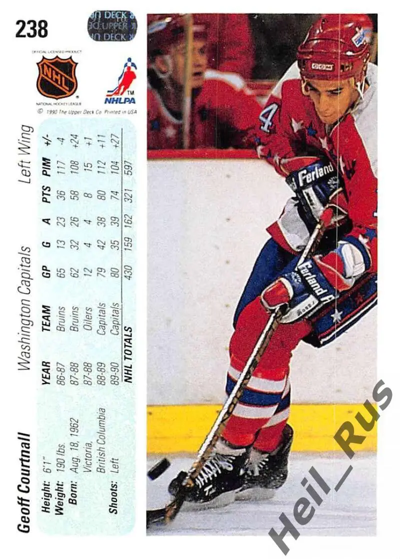 Карточка Geoff Courtnall/Джефф Куртнолл (Washington Capitals/Вашингтон) NHL/НХЛ 1